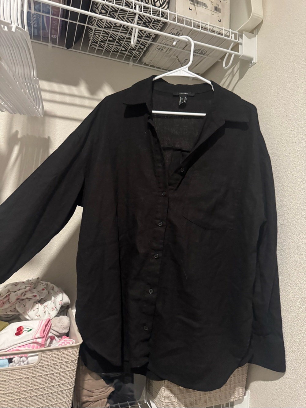 Forever 21 Black Button-Down Shirt